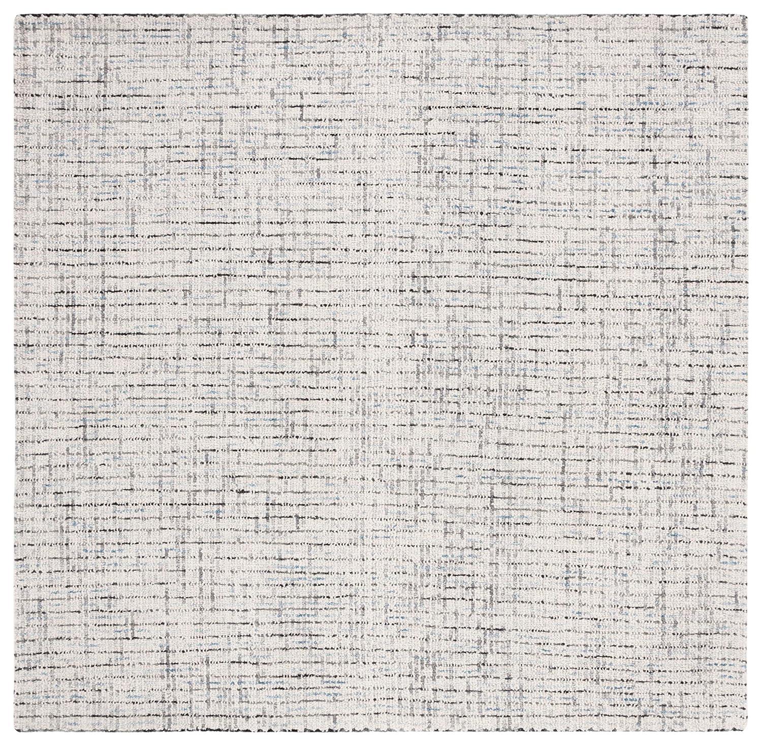 SAFAVIEH Abstract Delia Geometric Striped Wool Area Rug, Grey/Ivory, 8' x 8' Square
