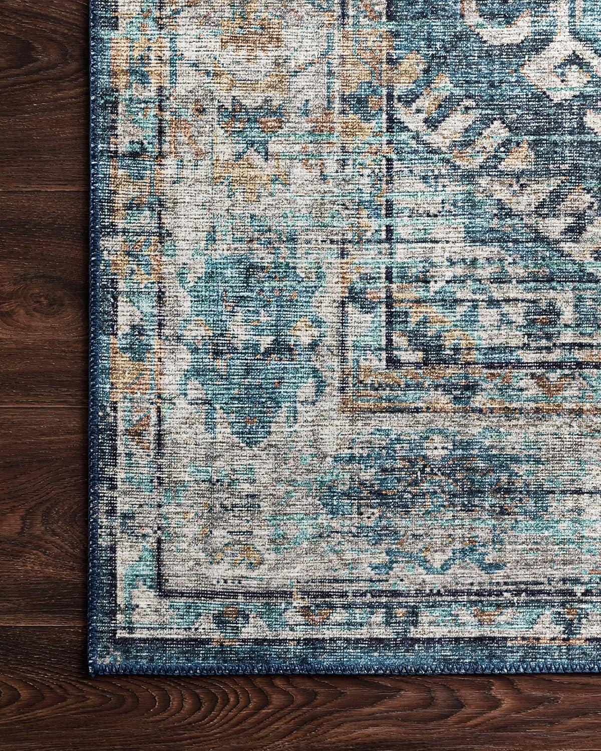 Denim and Natural Easy-Care Wool Blend 2' x 5' Area Rug