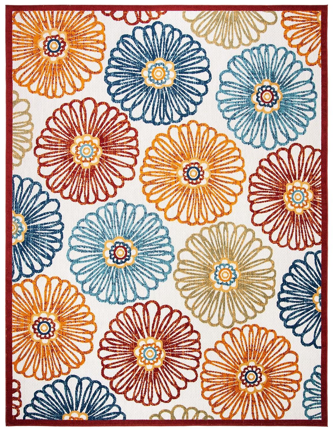 Cabana CBN801 Power Loomed Indoor/Outdoor Area Rug - Creme/Red - 8'x10' - Safavieh.