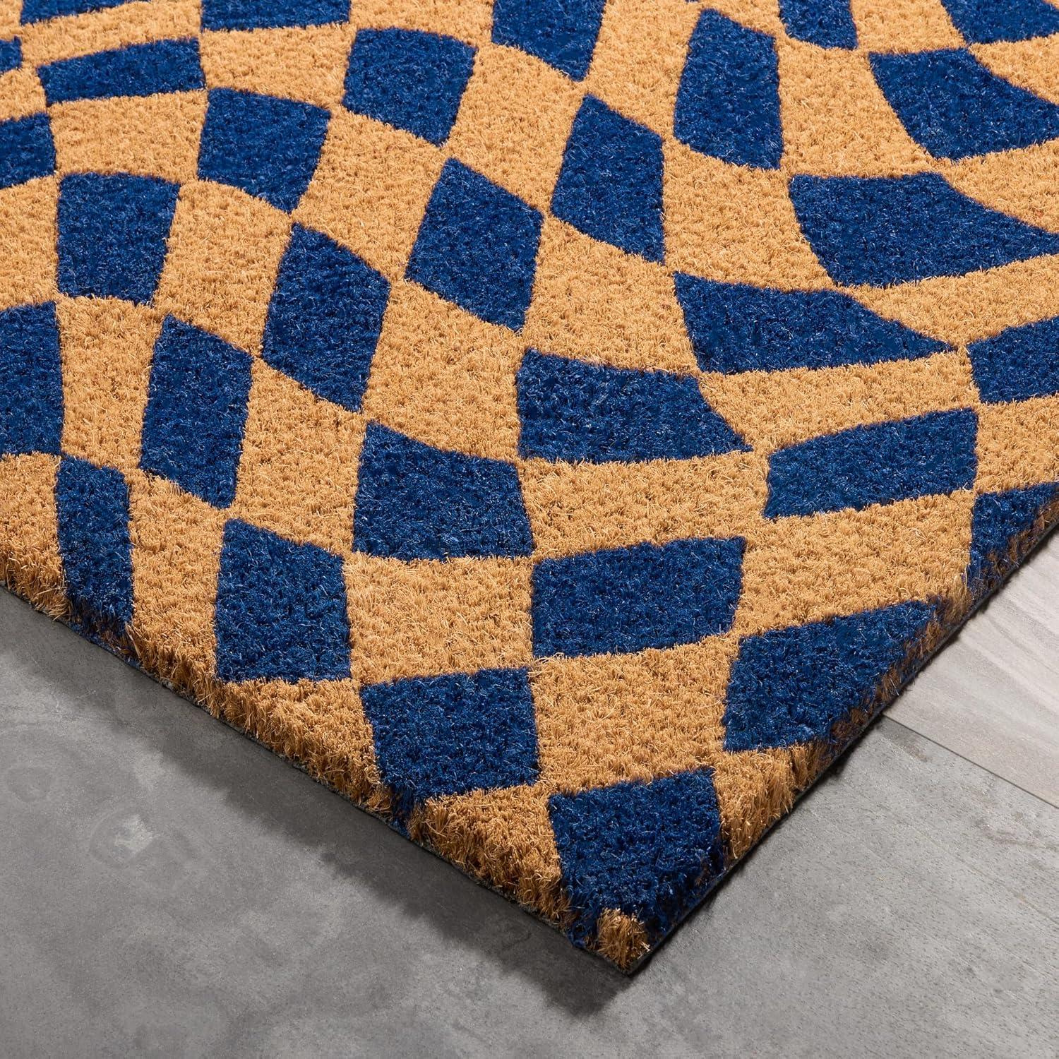 Town & Country Living TOWN & COUNTRY LIVING Emmett Groovy Checkerboard Non-Slip Indoor Outdoor Door Mat