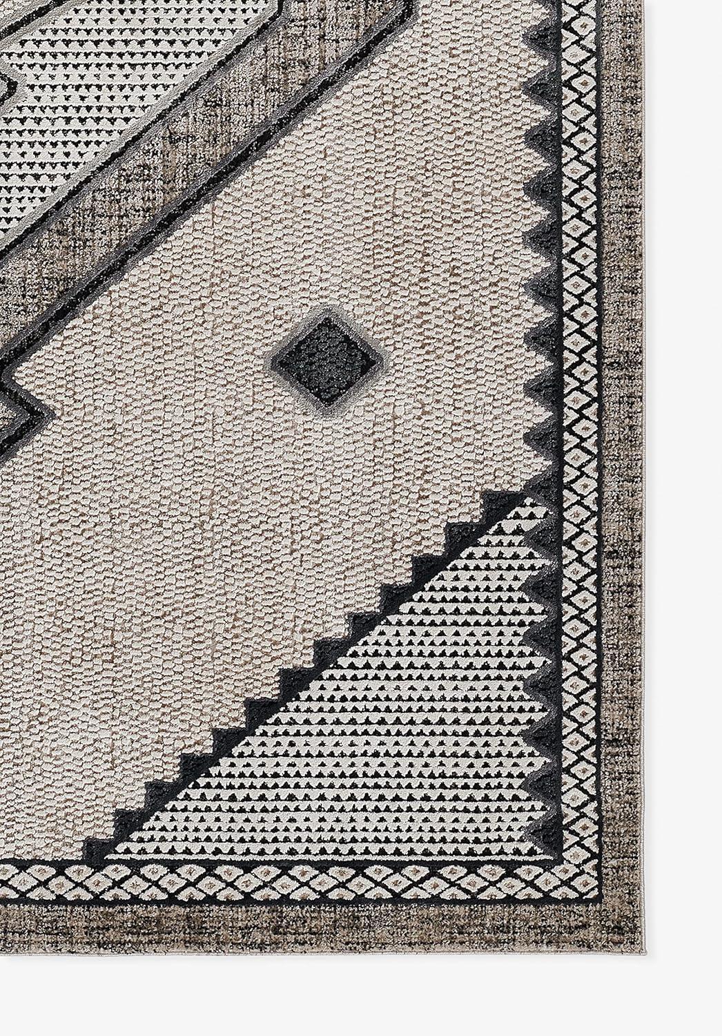 Momeni 7'10"x9'10" Noho Cooper Machine Loomed Area Rug Ivory: Geometric Pattern, Low Pile, Indoor Use, Polyester
