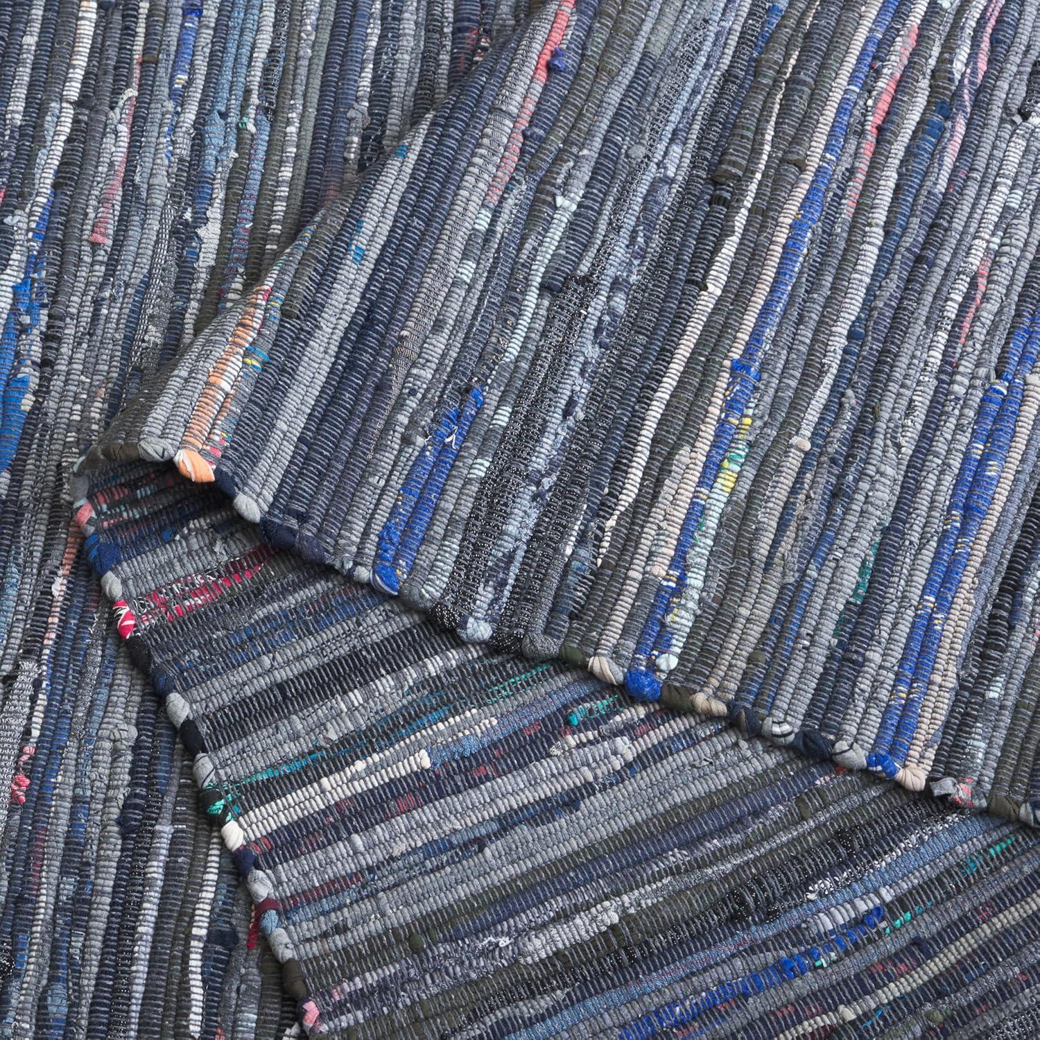 Rag Rug RAR121 Hand Woven Indoor Area Rug - 6'x9' - Ink/Multi - Safavieh
