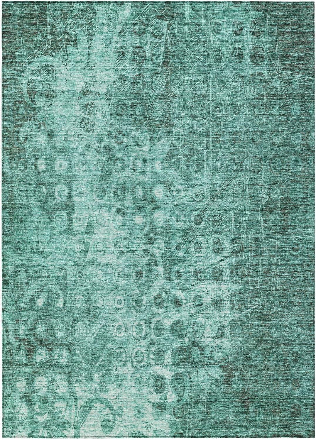 Teal Flat Woven Synthetic 9' x 12' Area Rug