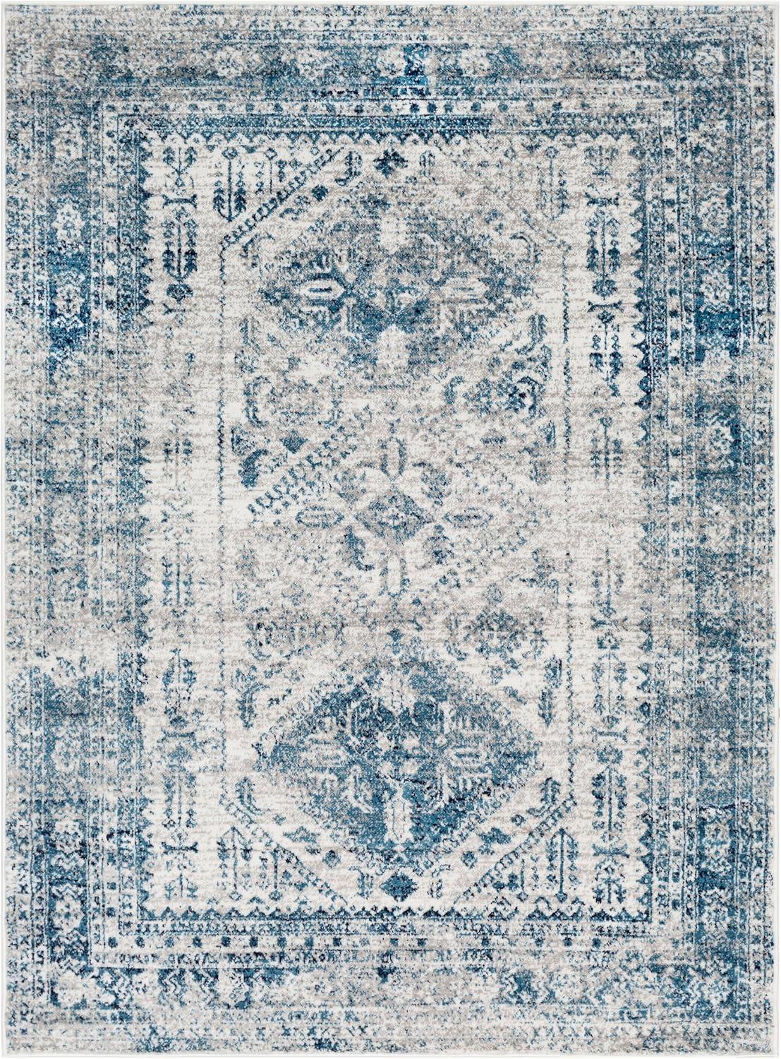 Artistic Weavers Monte Carlo Medallion Area Rug, Blue/White, 5'3" X 7'3"