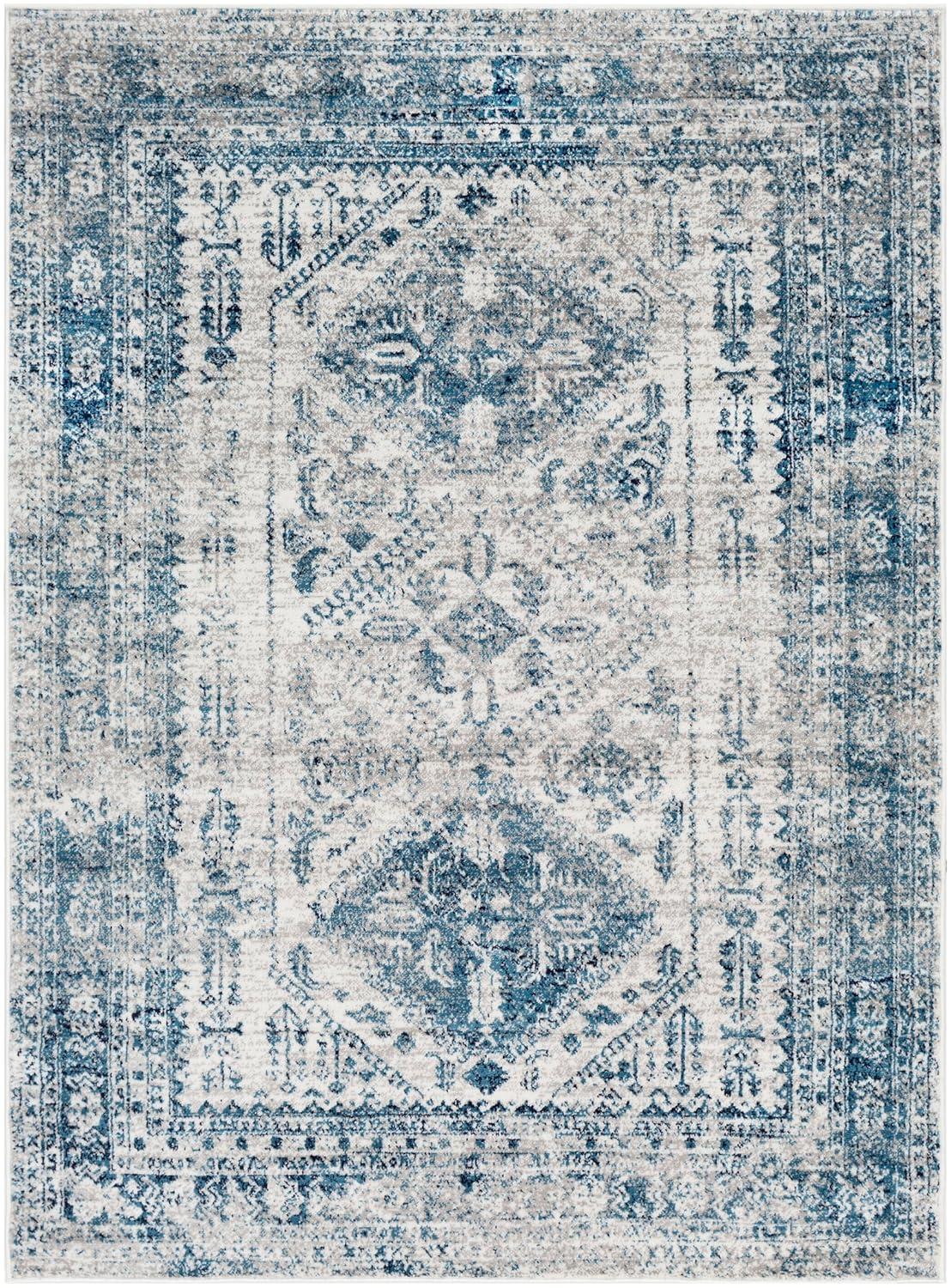 Livabliss 3'11"x5'7" Melissa Traditional Rugs Blue: Medium Pile, Stain & Fade-Resistant, Indoor Use