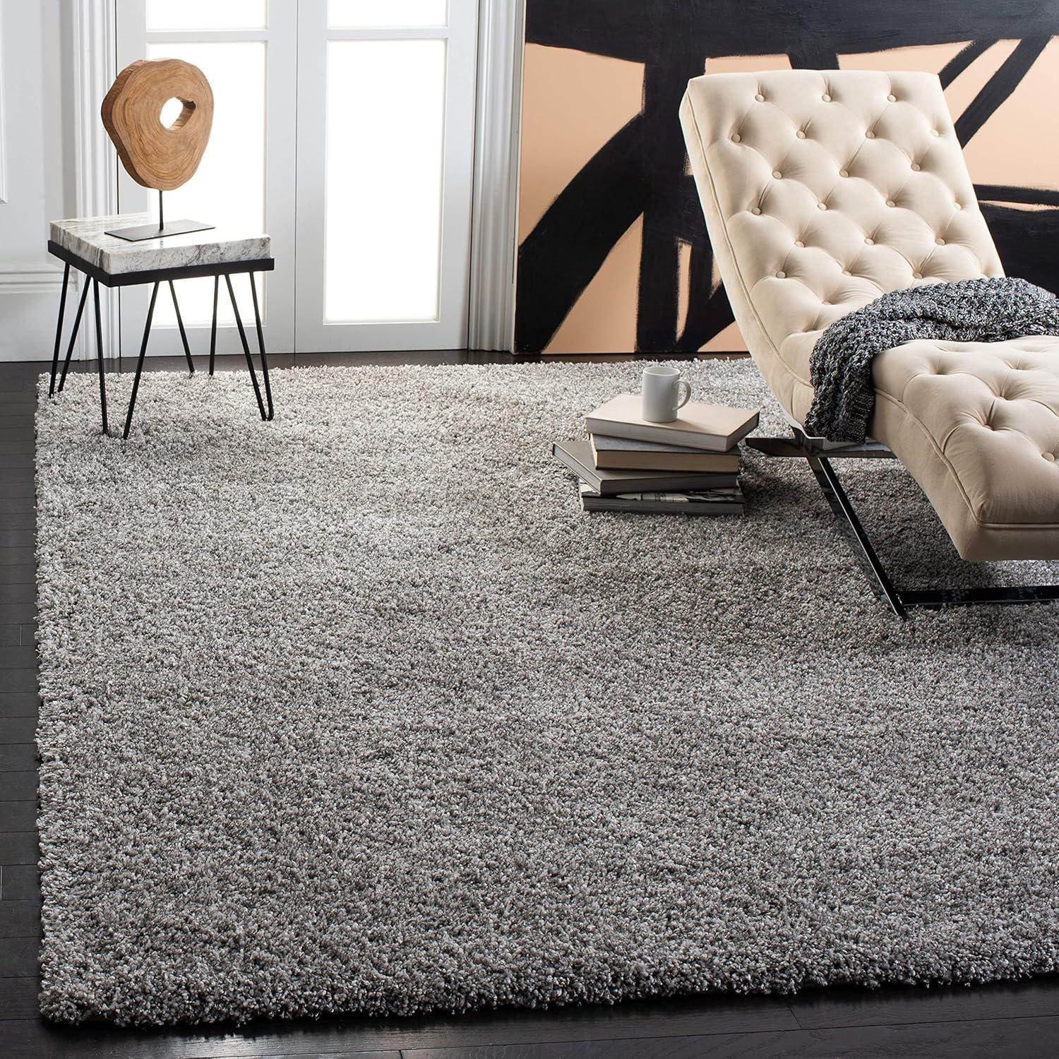 Shag SG151 Power Loomed Indoor Area Rug - Silver - 6'7"x9'6" - Safavieh.