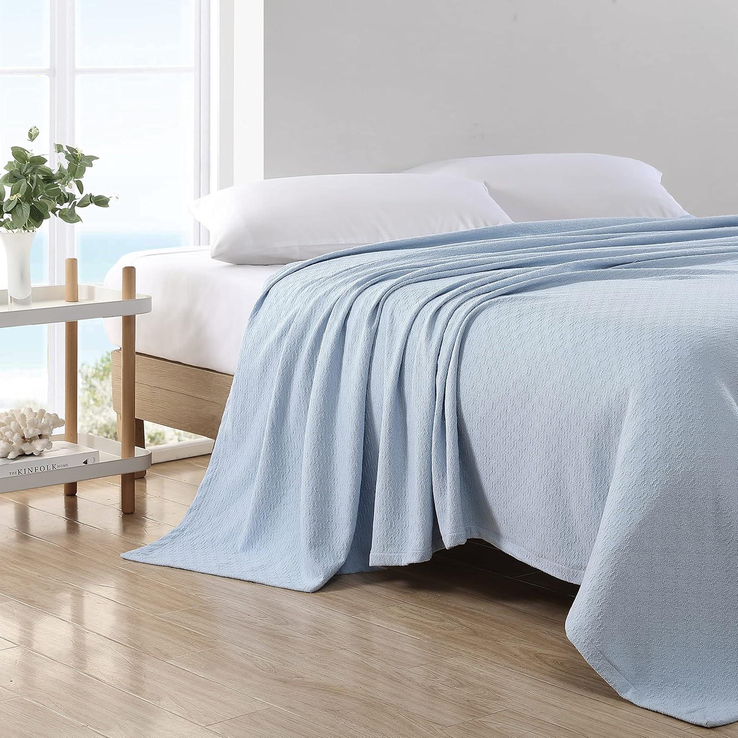 King Size Organic White Cotton Machine Washable Blanket