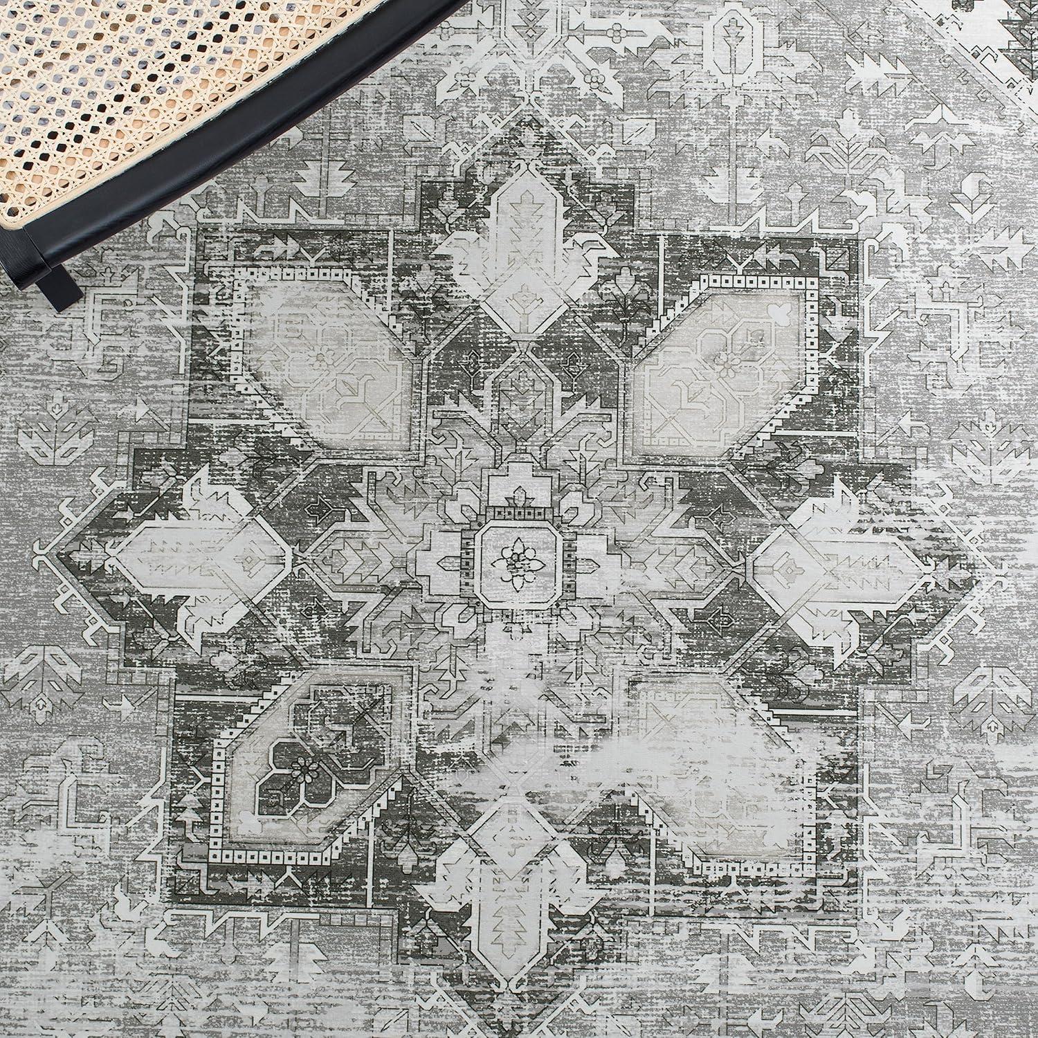 Tucson Vintage Persian TSN102 Power Loomed Machine Washable Skid-Resistant Indoor Area Rug - Dark Sage/Ivory - 5'x5' - Safavieh