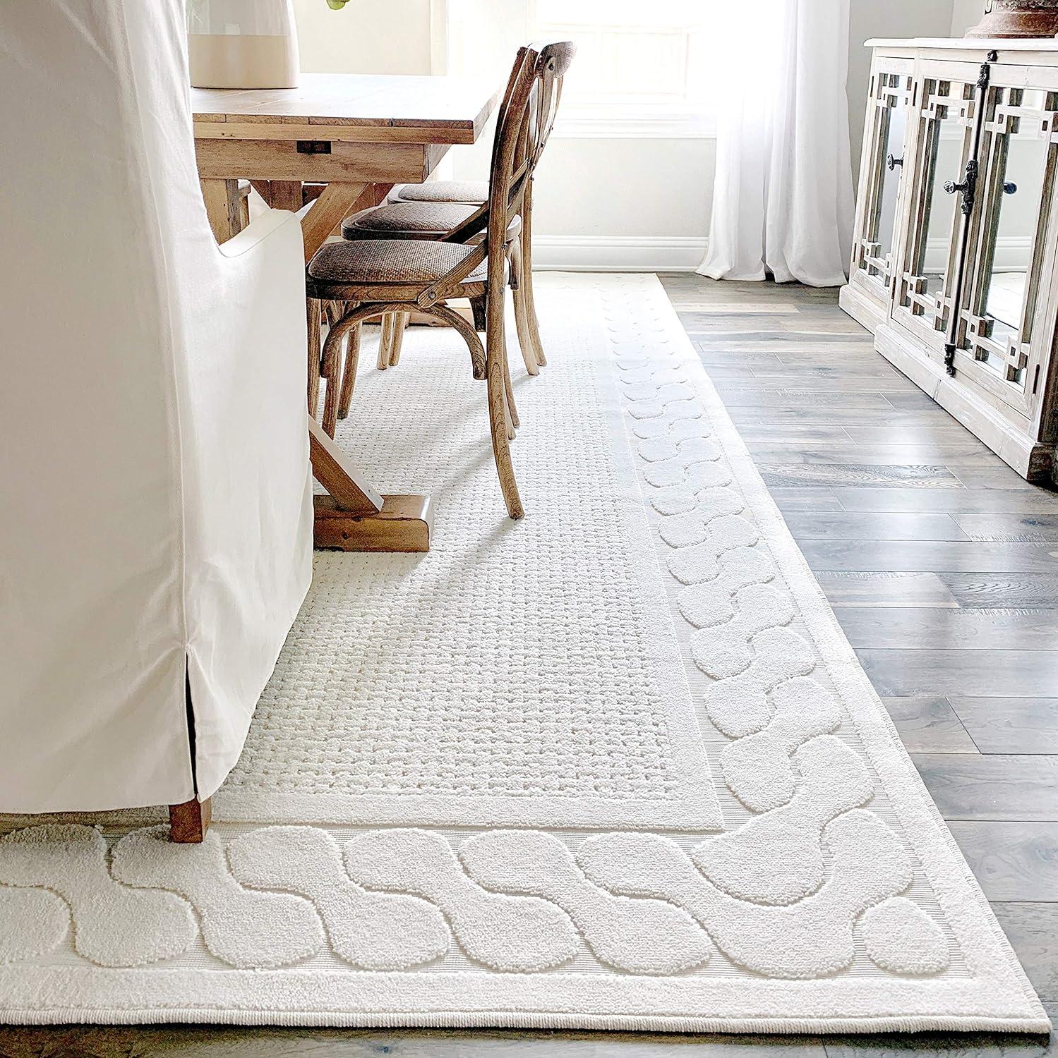 Ivory Braided Rectangular Synthetic 4' x 6' Area Rug