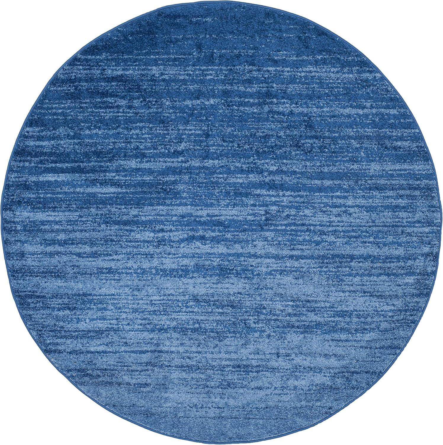 Adirondack ADR113 Machine Made Indoor Area Rug - Light Blue/Dark Blue - 4' Round - Safavieh