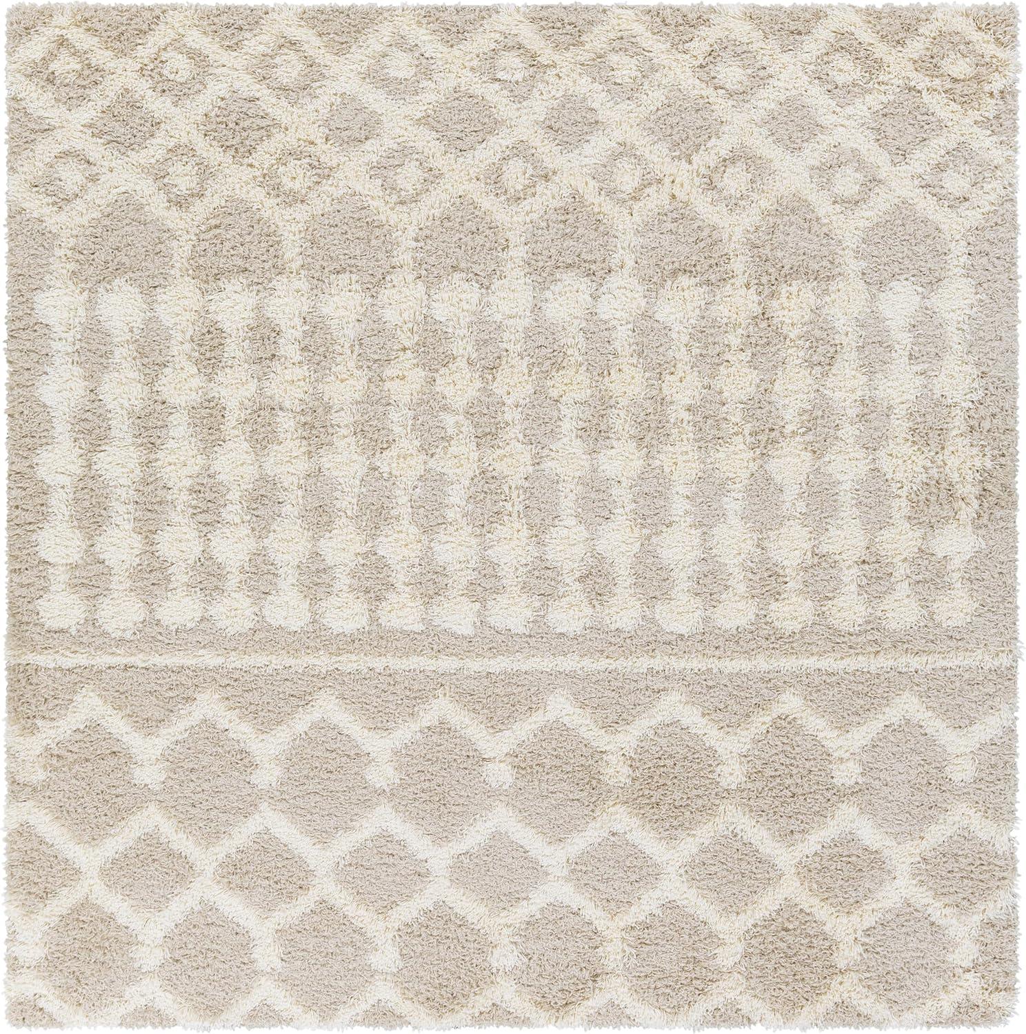 Livabliss Urban Shag Global Moroccan Area Rug,6'7" Square,Beige