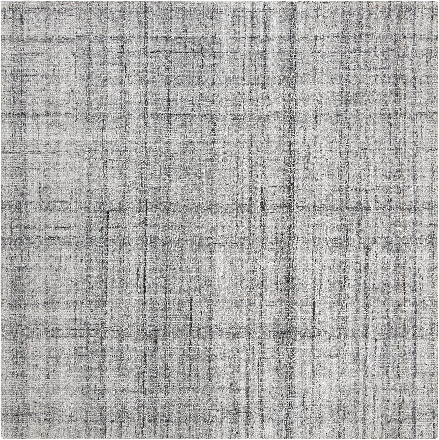 Abstract ABT150 Handmade Tufted Area Rug - Grey/Ivory - 6'-0" x 6'-0" Square - Safavieh
