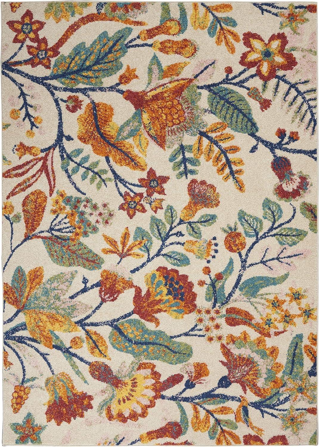 Nourison Allur Botanical Indoor Area Rug Ivory Multicolor 7'10" x 9'10"
