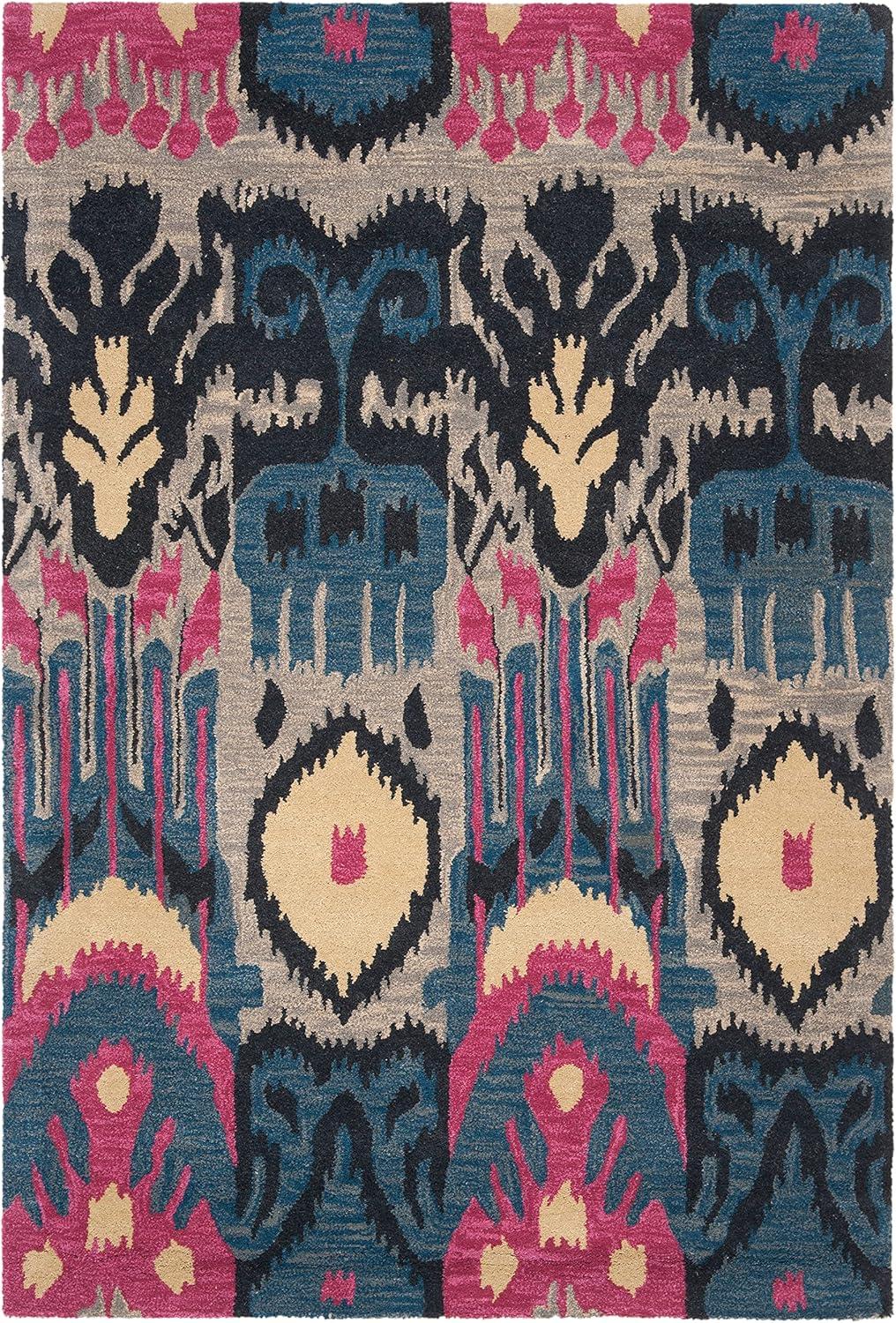 Ikat IKT466 Hand Tufted Area Rug - Beige/Blue - 4'x6' - Safavieh.