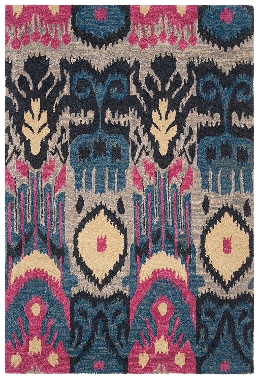 Ikat IKT466 Hand Tufted Area Rug - Beige/Blue - 4'x6' - Safavieh.