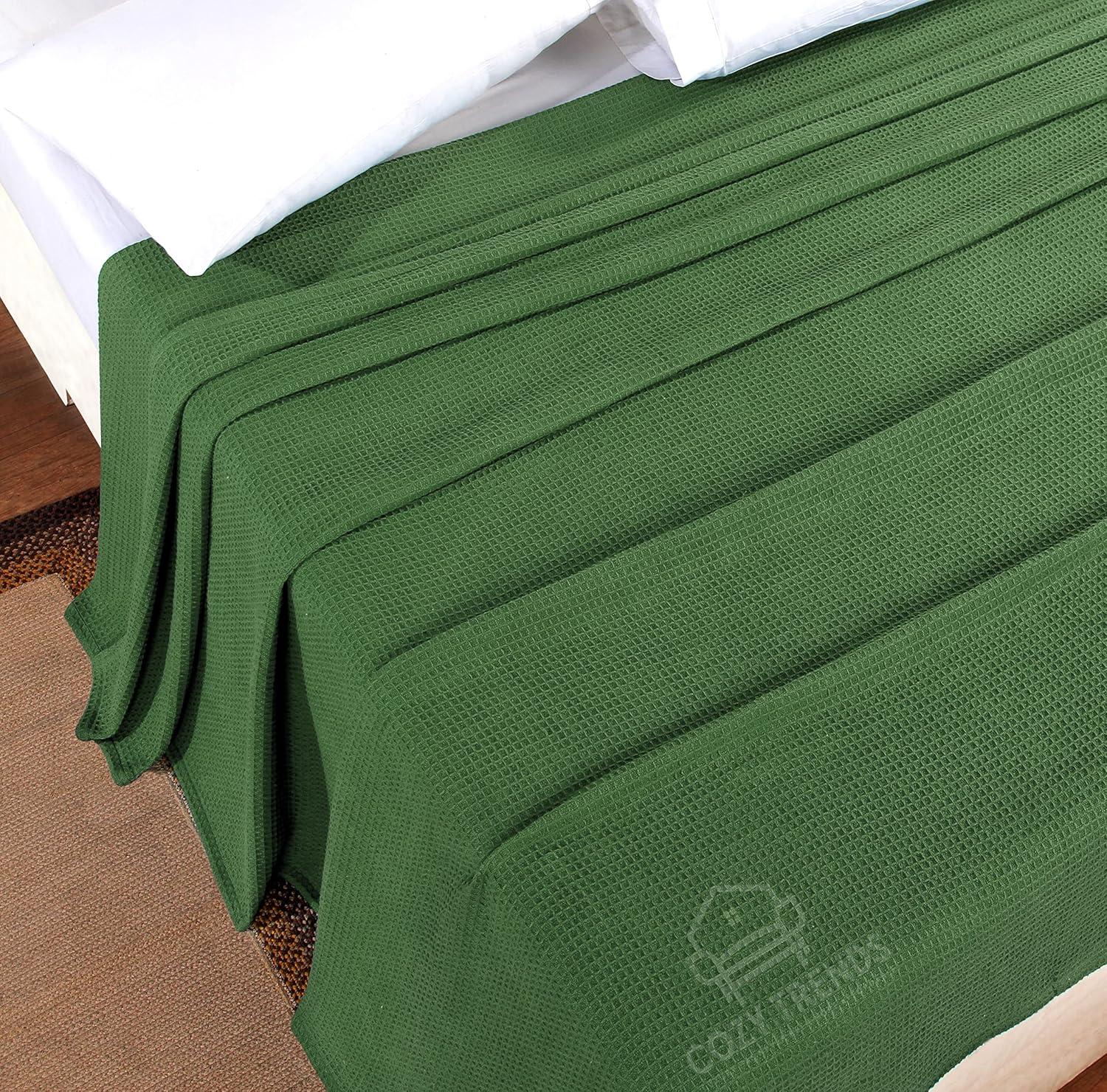 Green Queen Cotton Waffle Weave Reversible Blanket