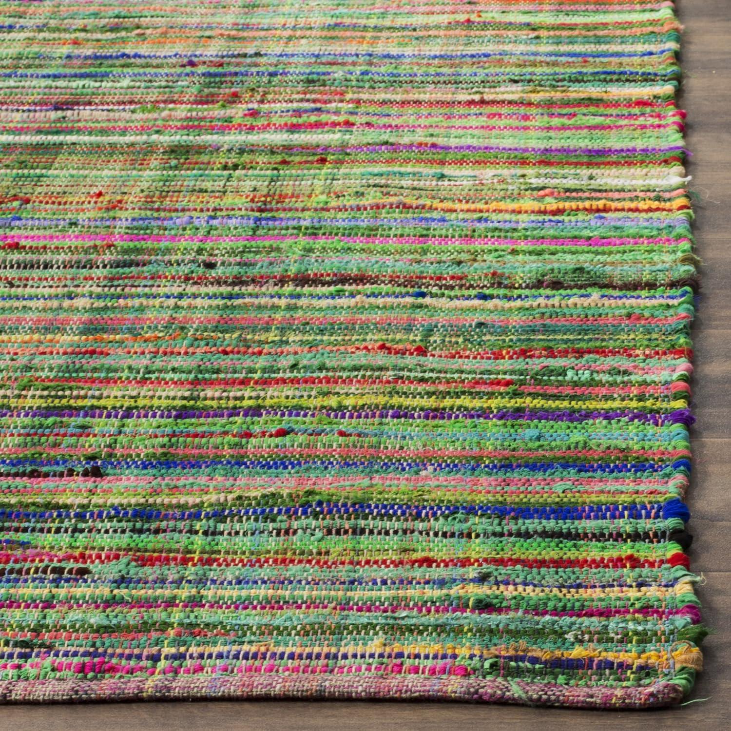 Rag Area Rug RAR240 Hand Woven Area Rug - Green/Multi - 3'x5' - Safavieh.