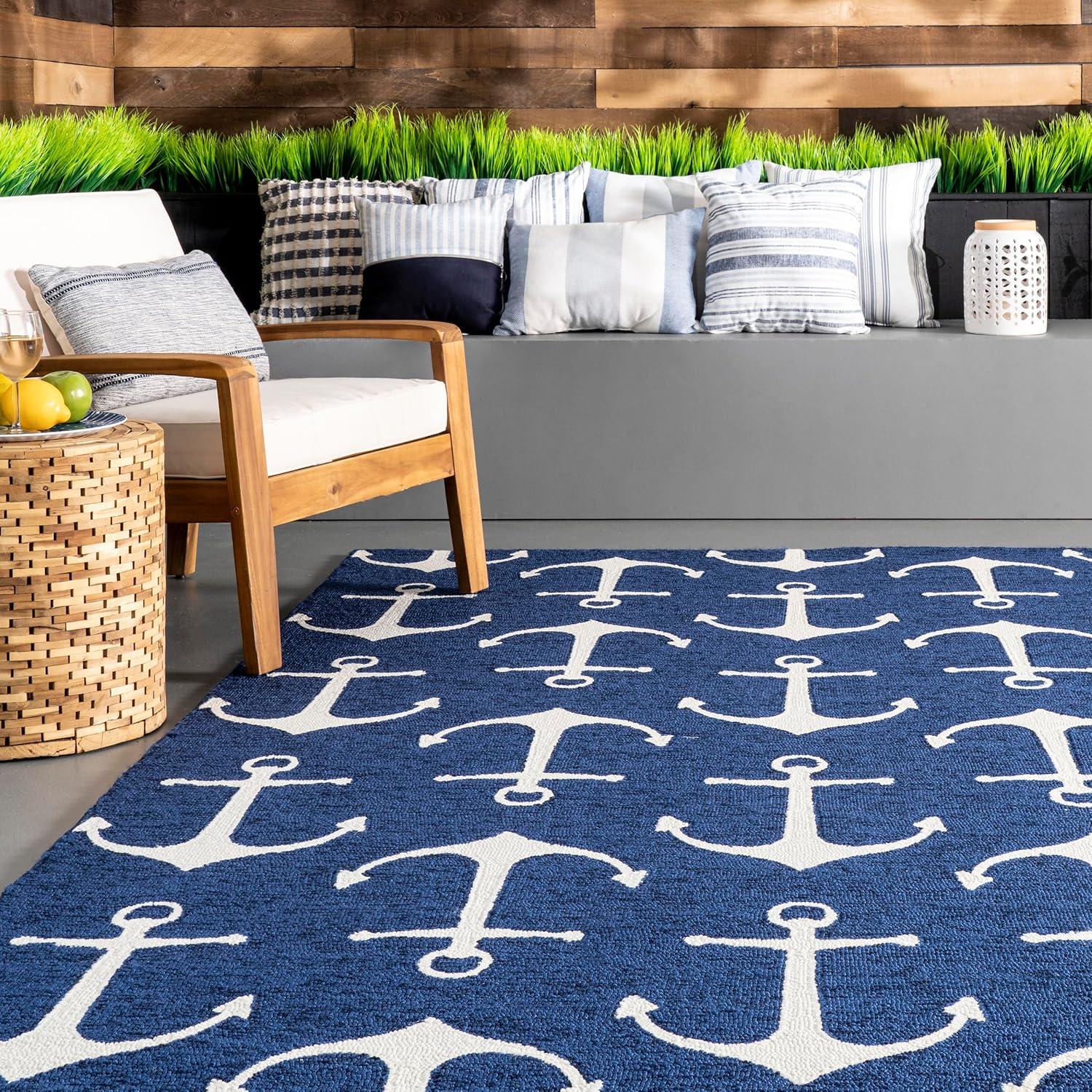 nuLOOM Hand Hooked Despina Indoor/ Outdoor, Navy, 2' x 3' Area Rug