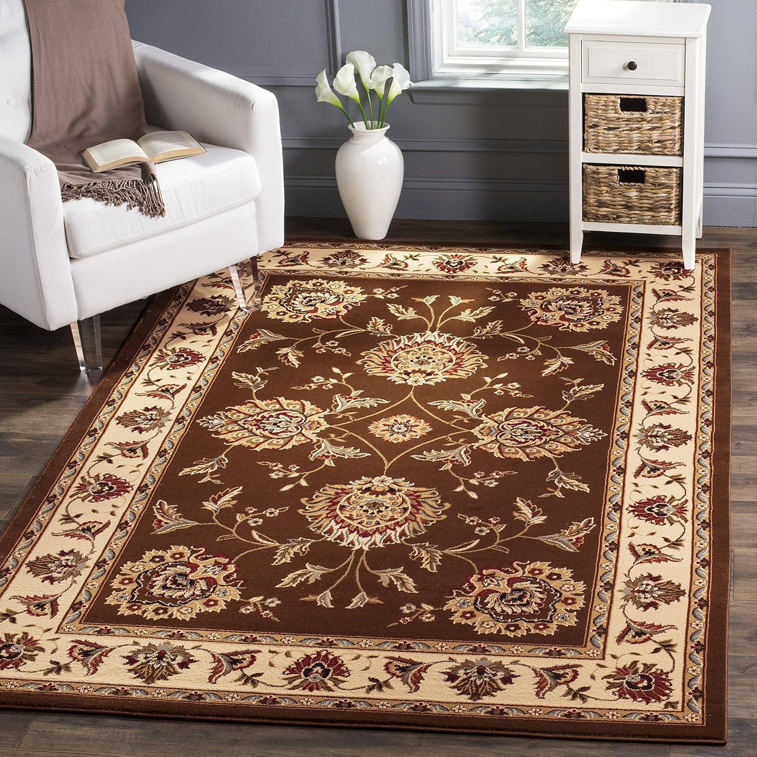 Lyndhurst LNH555 Power Loomed Area Rug - Brown/Ivory - 6'7"x9'6" - Safavieh.