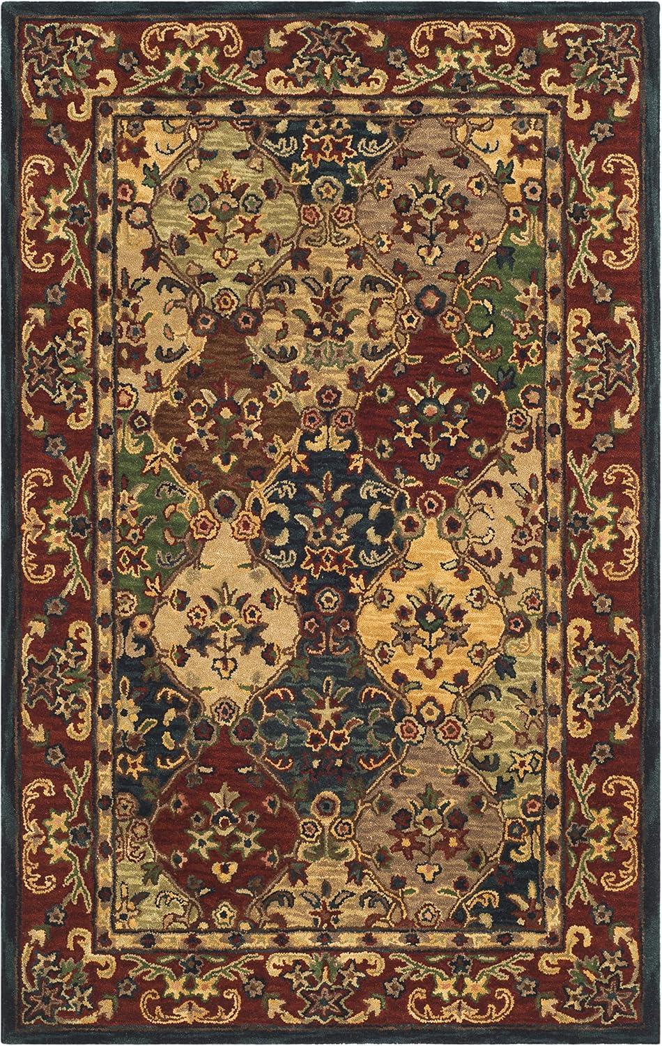 SAFAVIEH Heritage Malcolm Traditional Wool Area Rug, Beige/Burgundy, 4' x 6'