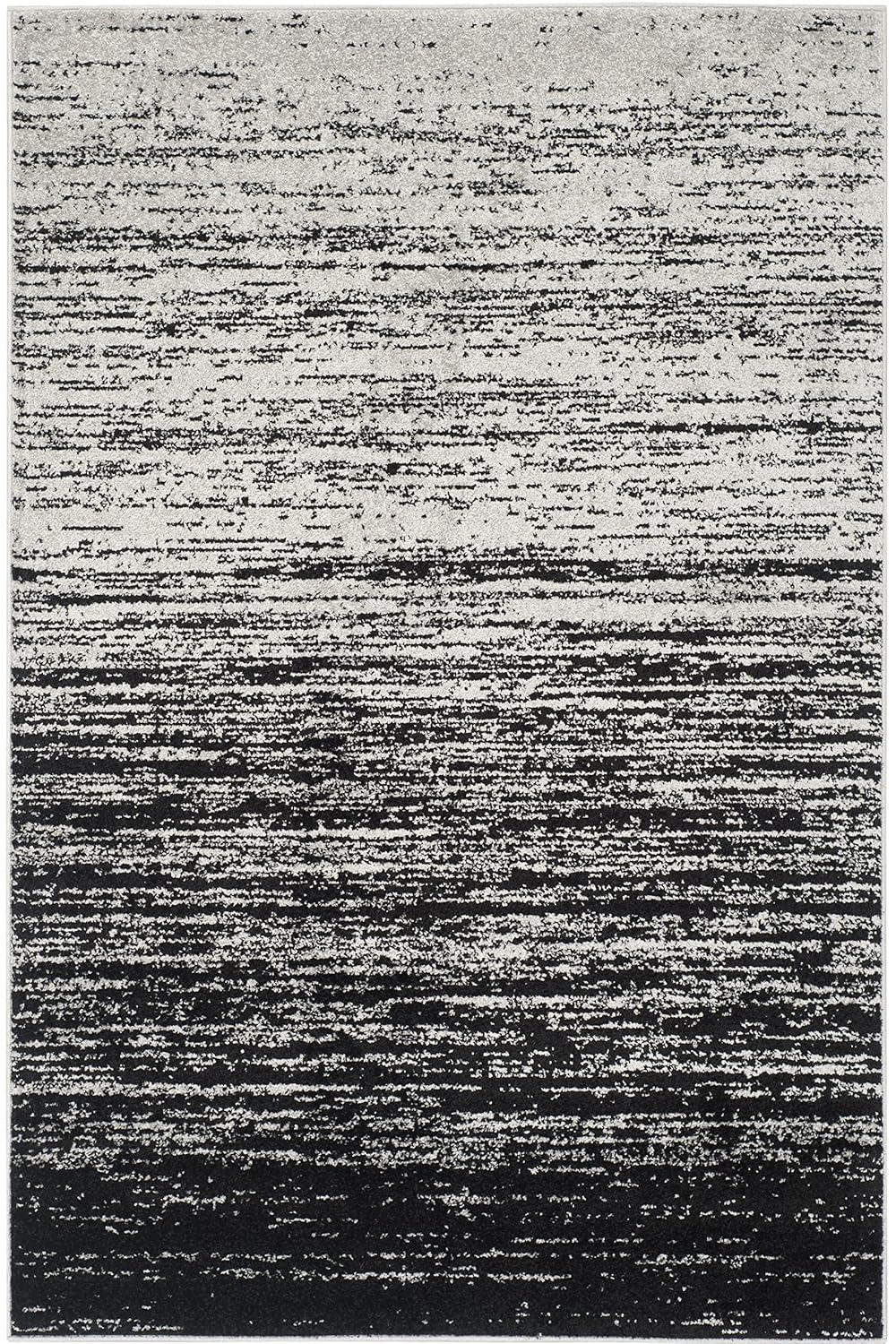Adirondack ADR113 Machine Made Indoor Area Rug - Silver/Black - 4'x6' - Safavieh