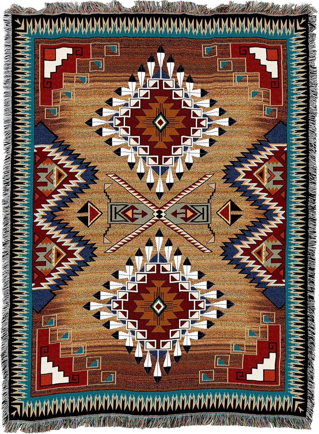 Southwest Native American Inspired Cotton Tapestry Throw Blanket