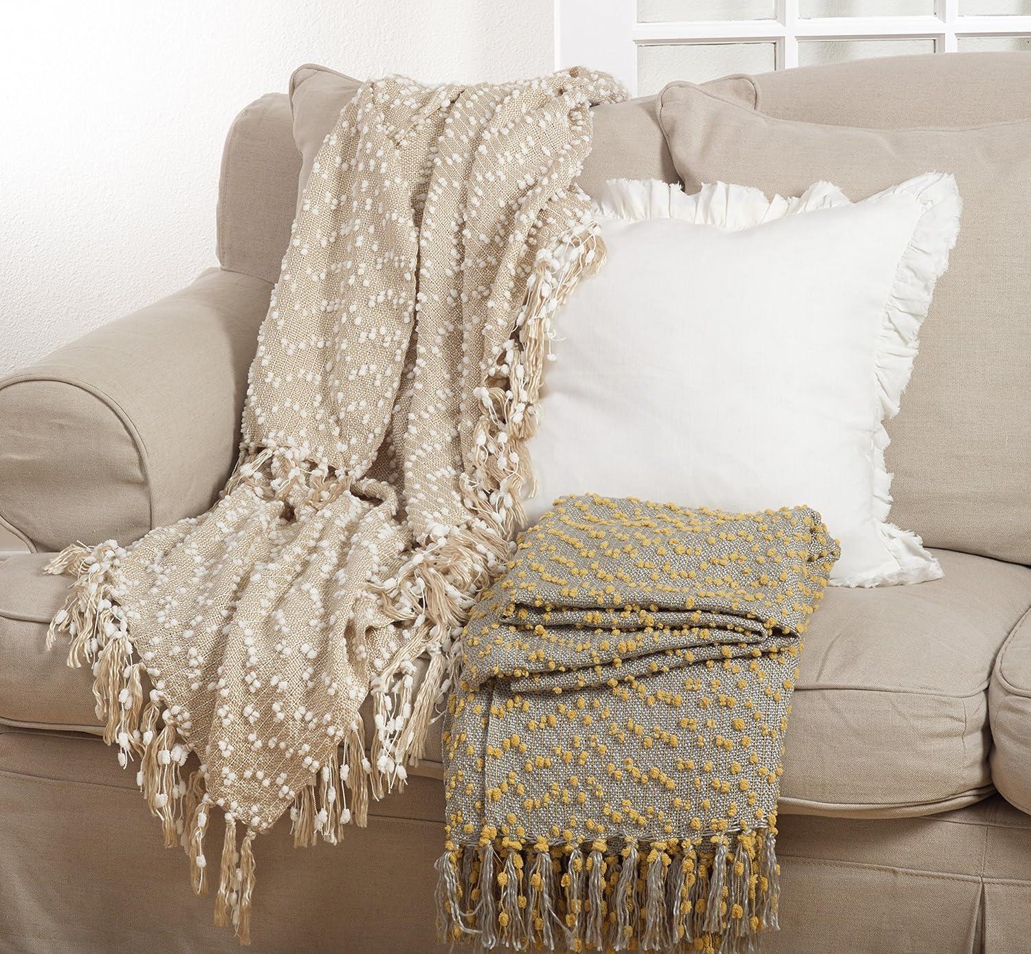 50"x60" Petite Pom-Pom Design Throw Blanket - Saro Lifestyle