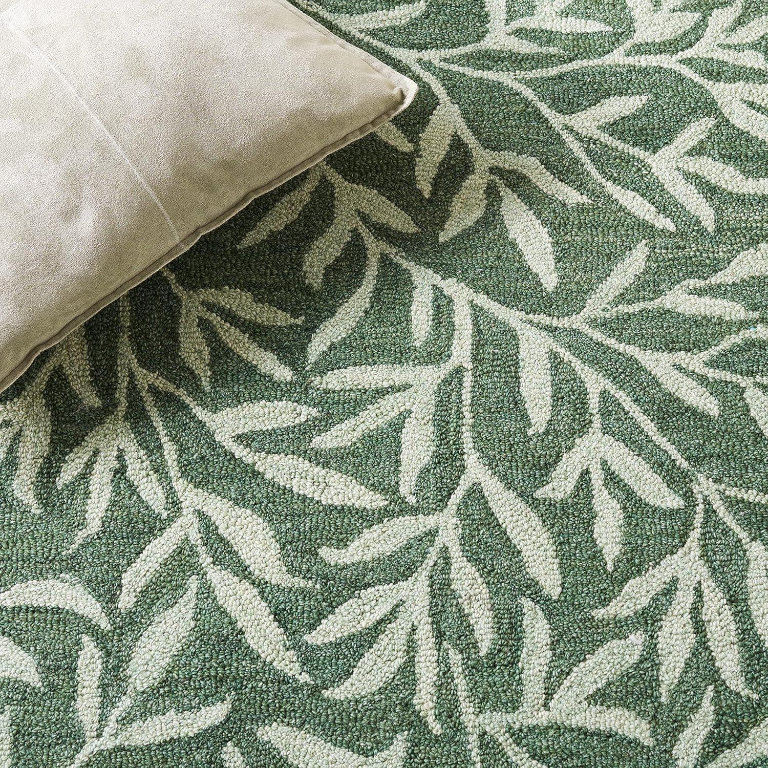 Green Hand-Tufted Wool 6' Square Area Rug