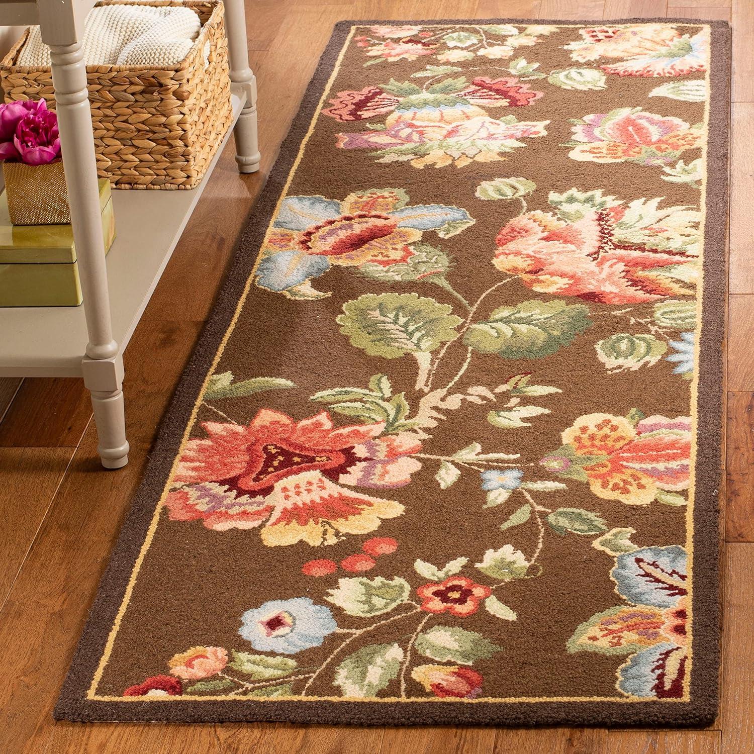 Sage Floral Handmade Wool 30" Runner Rug