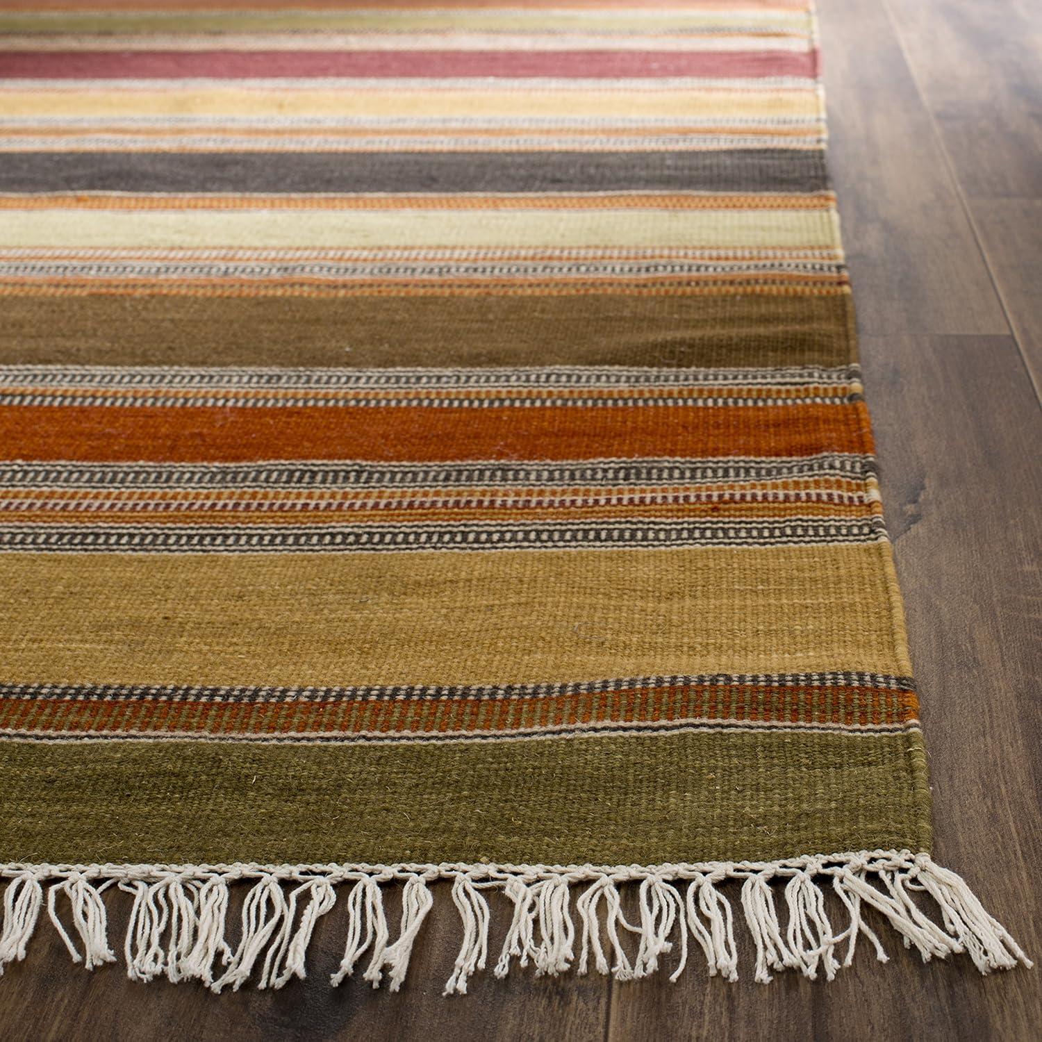 Striped Kilim STK315 Hand Woven Indoor Area Rug - Gold - 4'x6' - Safavieh.