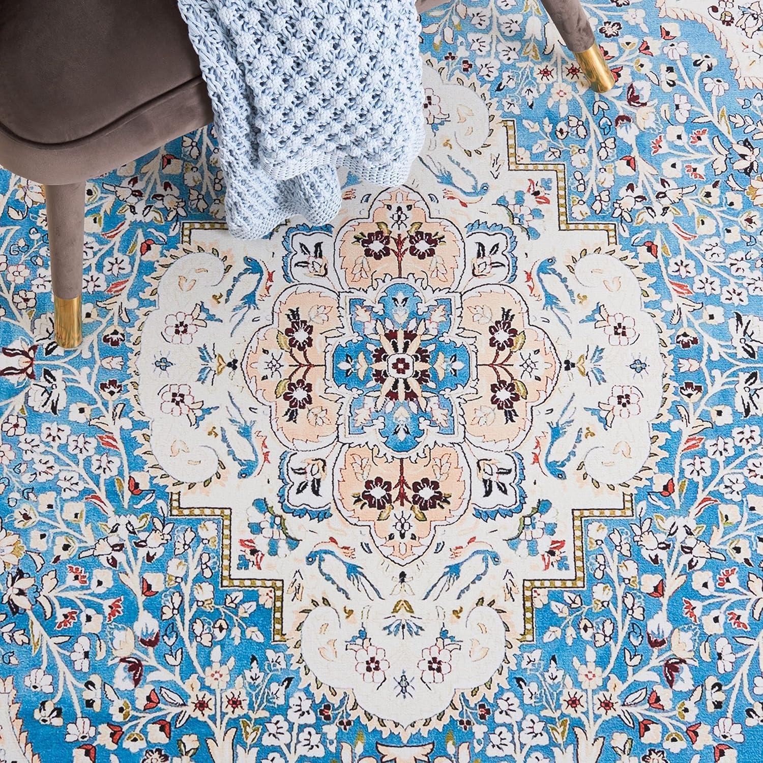 Tucson TSN136 Power Loomed Machine Washable Area Rug - Turquoise/Beige - 3'x5' - Safavieh.