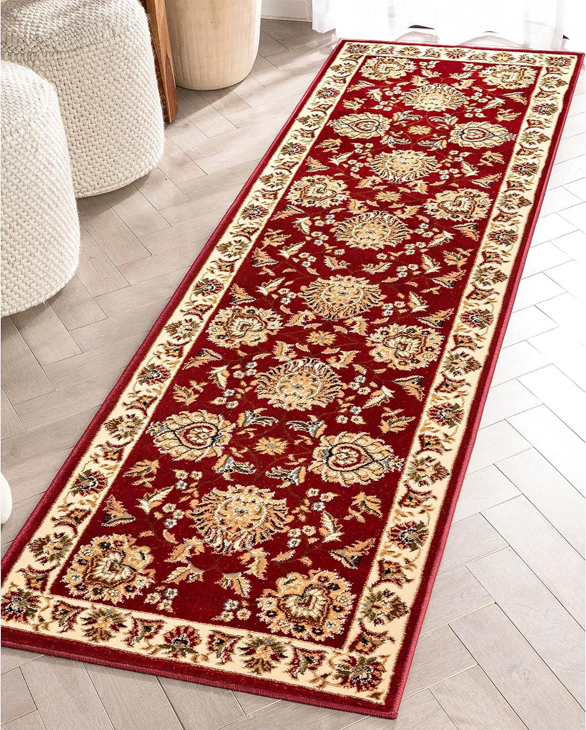 Sultan Sarouk Red Floral Oriental Runner Rug