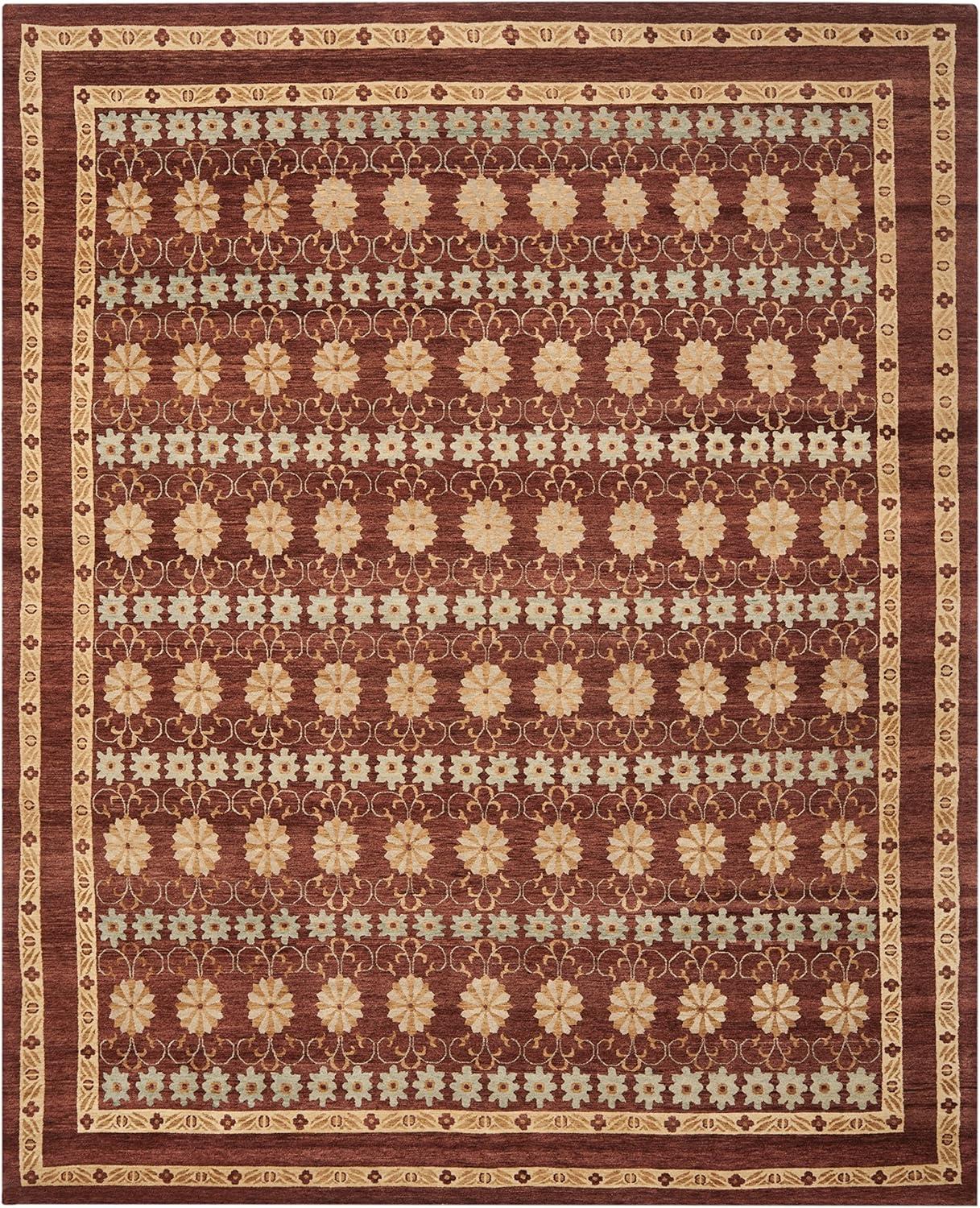 Safavieh  Couture Hand-knotted Marrakech Zsanett Traditional Oriental Wool Rug Brown/Light Blue 4' x 6' 4' x 6' Indoor Living Room, Bedroom