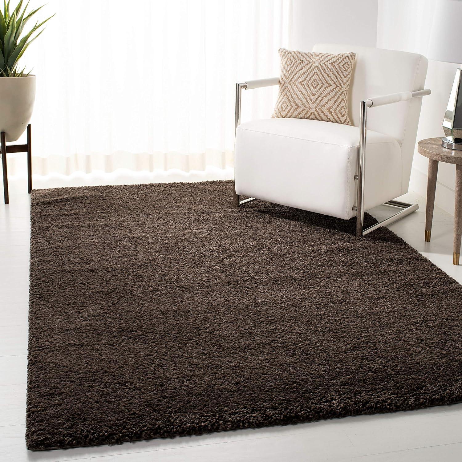 SAFAVIEH August Carlene Solid Plush Shag Area Rug, Brown, 2'3" x 4'