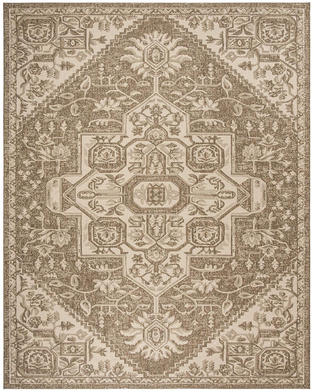 Beach House BHS138 Power Loomed Indoor/Outdoor Area Rug - Cream/Beige - 6'7"x9'2" - Safavieh