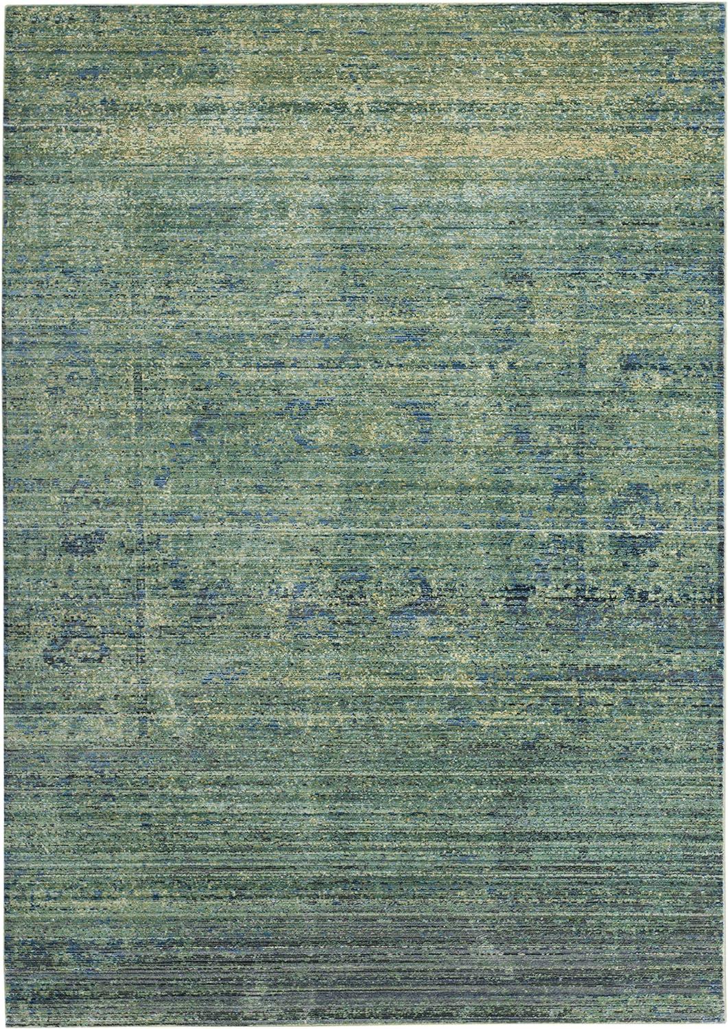 Lush Green Abstract 4' x 6' Hand-Knotted Wool Blend Area Rug