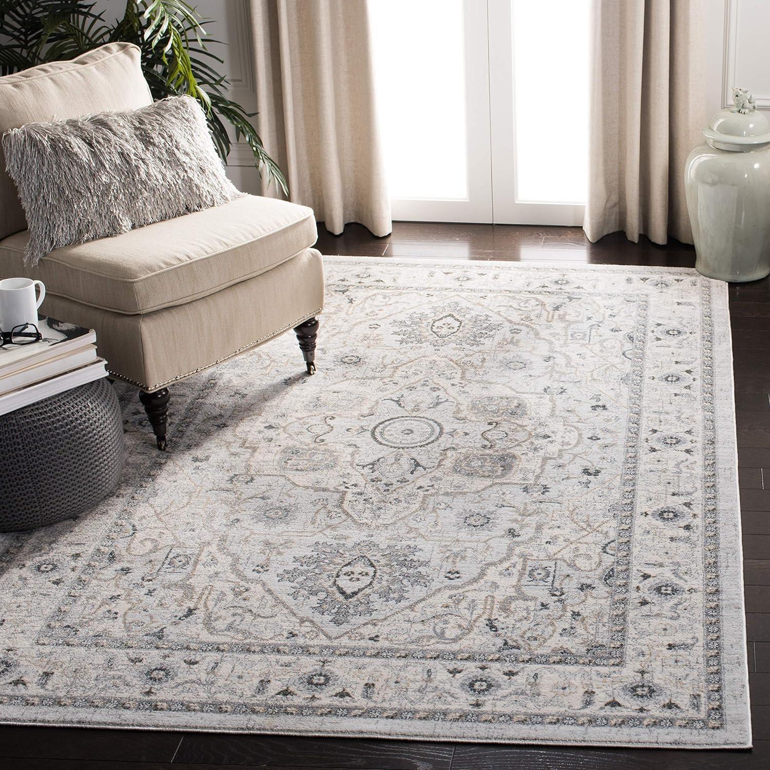 Isabella ISA936 Power Loomed Area Rug - Light Grey/Grey - 4'x6' - Safavieh.