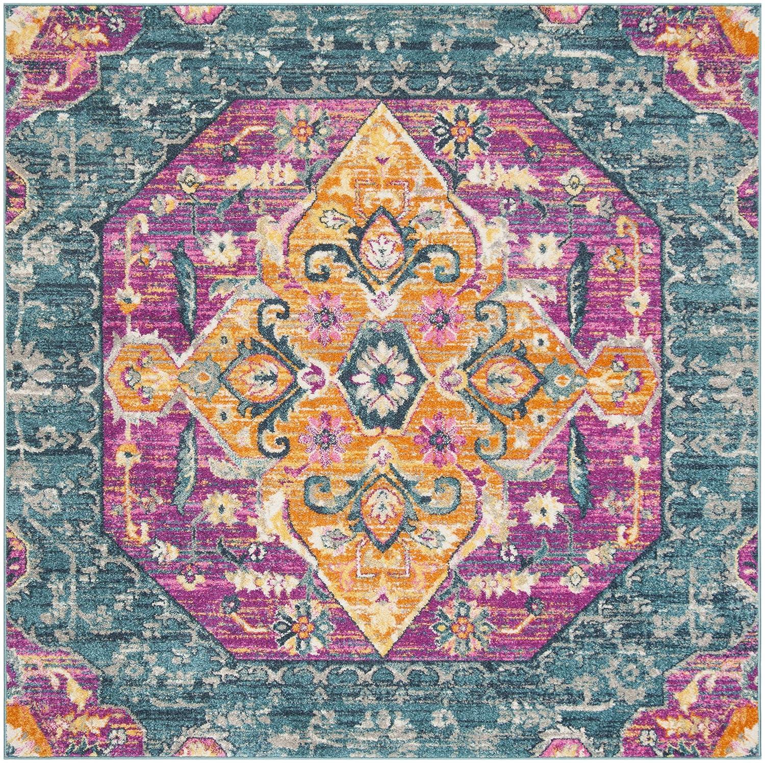Madison MAD119 Power Loomed Indoor Area Rug - Blue/Fuchsia - 6'7"x6'7" - Safavieh.