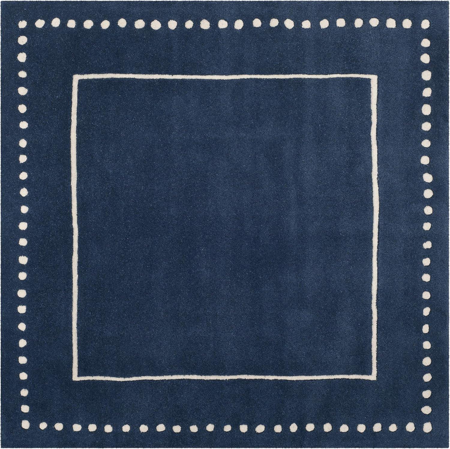 Bella BEL151 Hand Tufted Area Rug - Navy Blue/Ivory - 5'x5' - Safavieh.