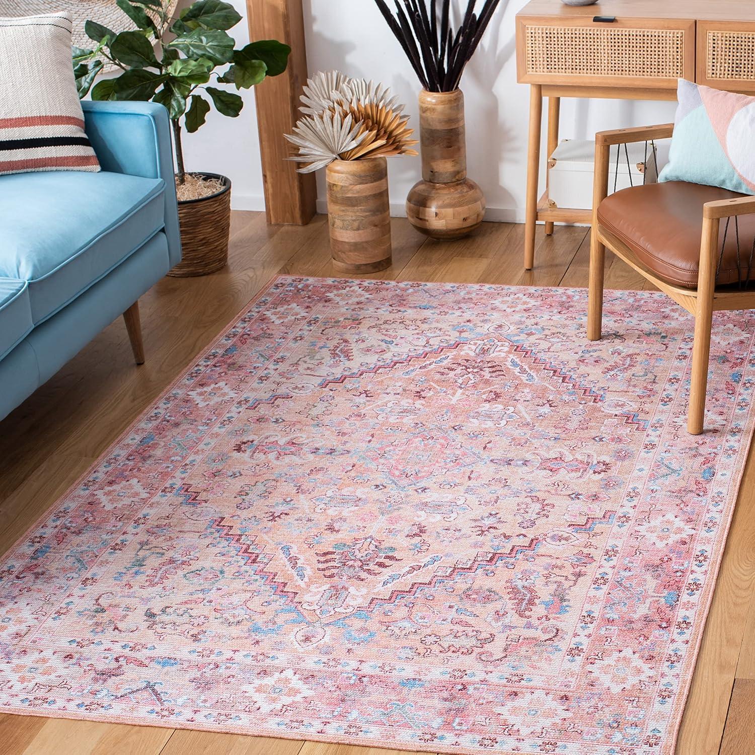 Serapi SEP515 Power Loomed Machine Washable Area Rug - Beige/Pink - 5'3"x7'6" - Safavieh.