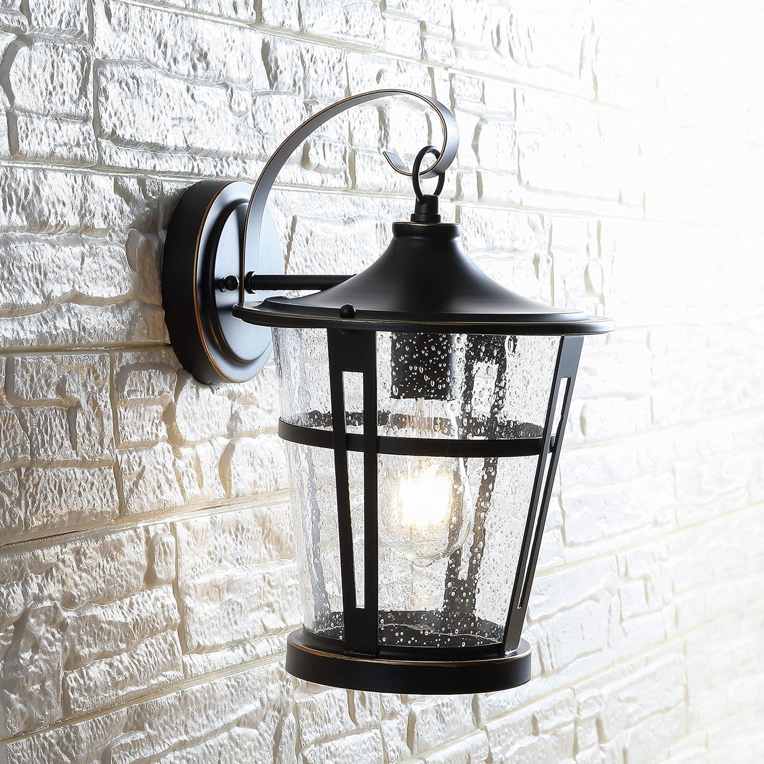 Raine Outdoor Wall Lantern - PLT4015 - Bronze - Safavieh