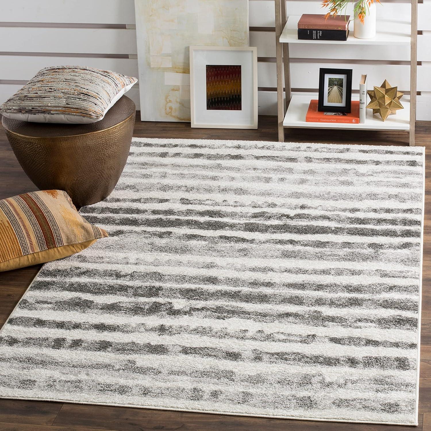 SAFAVIEH Adirondack Katina Striped Area Rug, Ivory/Charcoal, 9' x 12'