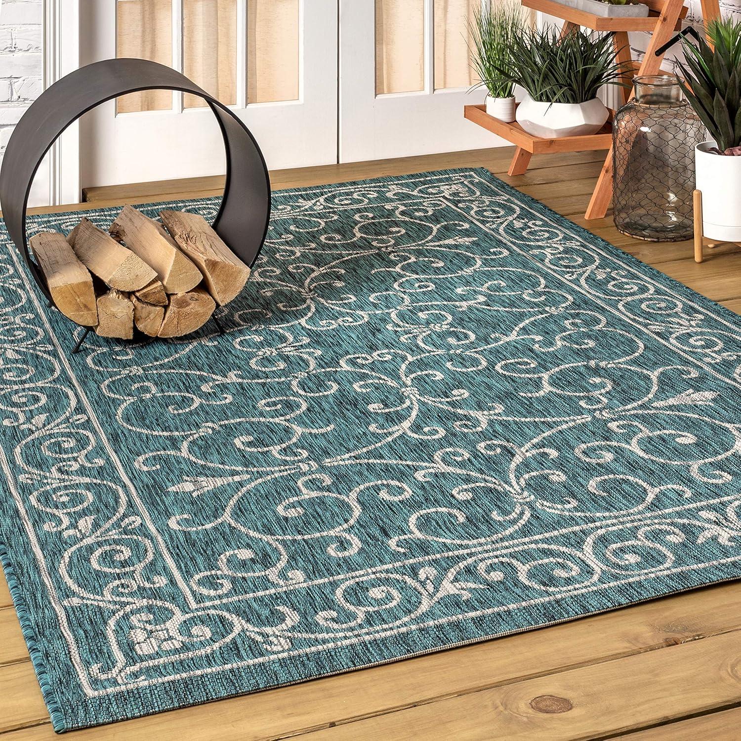 Charleston Vintage Filigree Textured Weave Indoor/Outdoor Area Rug  - JONATHAN Y