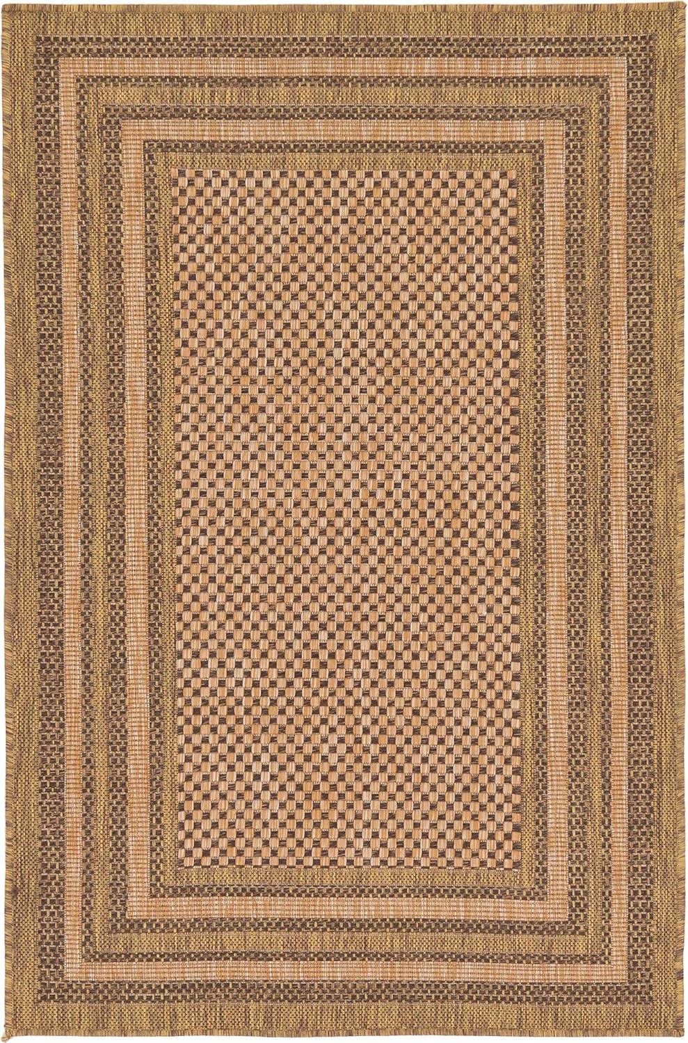 Light Brown and Gold Rectangular Outdoor Rug