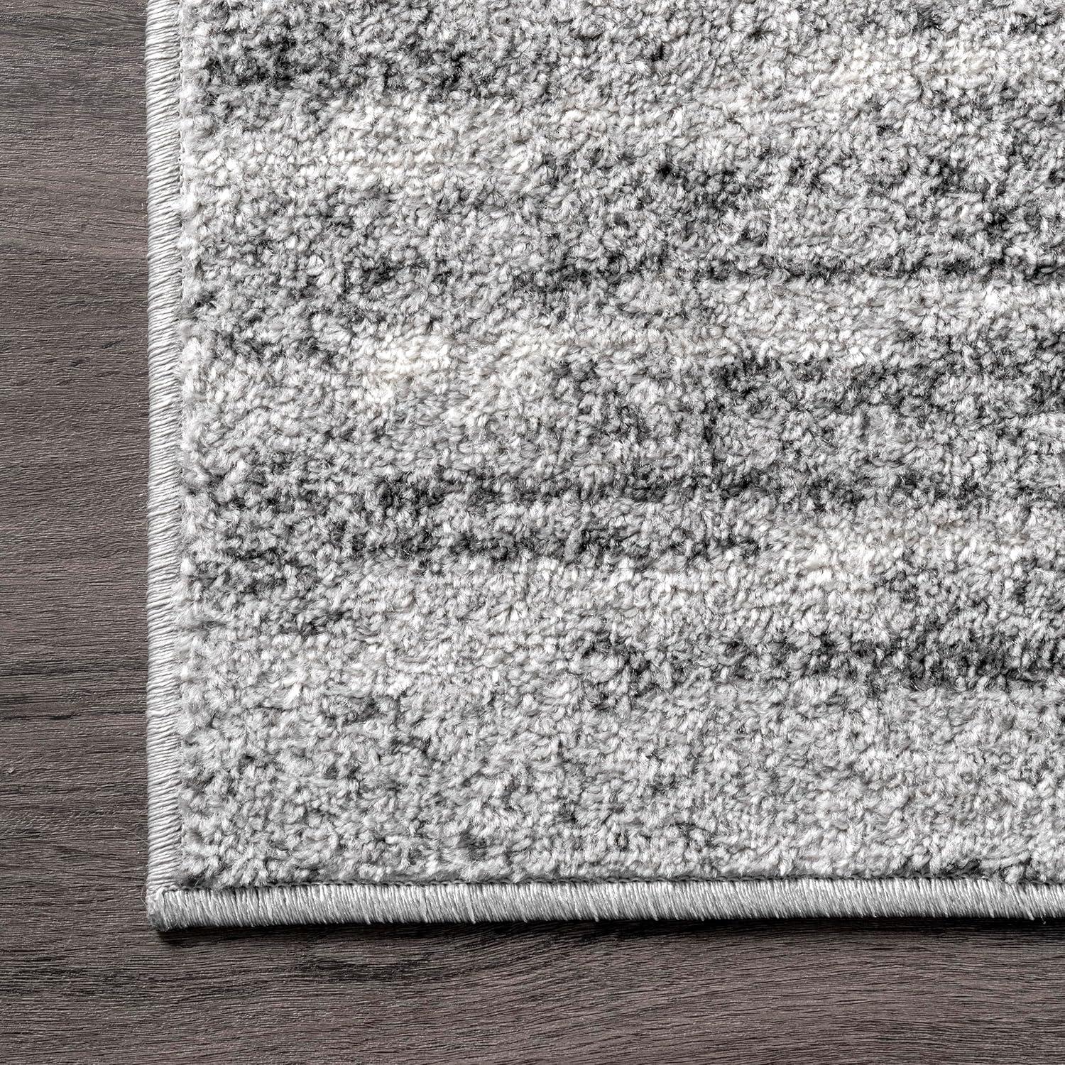 Gray Abstract Square Synthetic Easy Care Area Rug