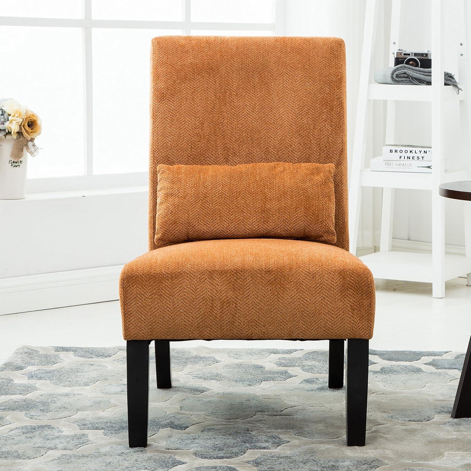 Roundhill Pisano Fabric Armless Contemporary Accent Chair with Kidney Pillow, Multiple Colors Available