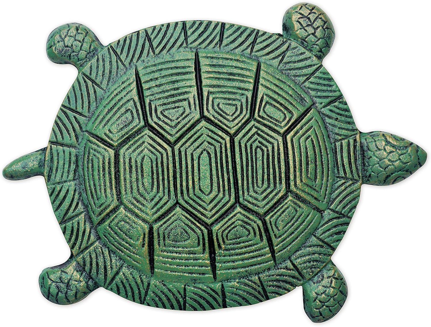 Verdigris Cast Iron Turtle Garden Stepping Stone