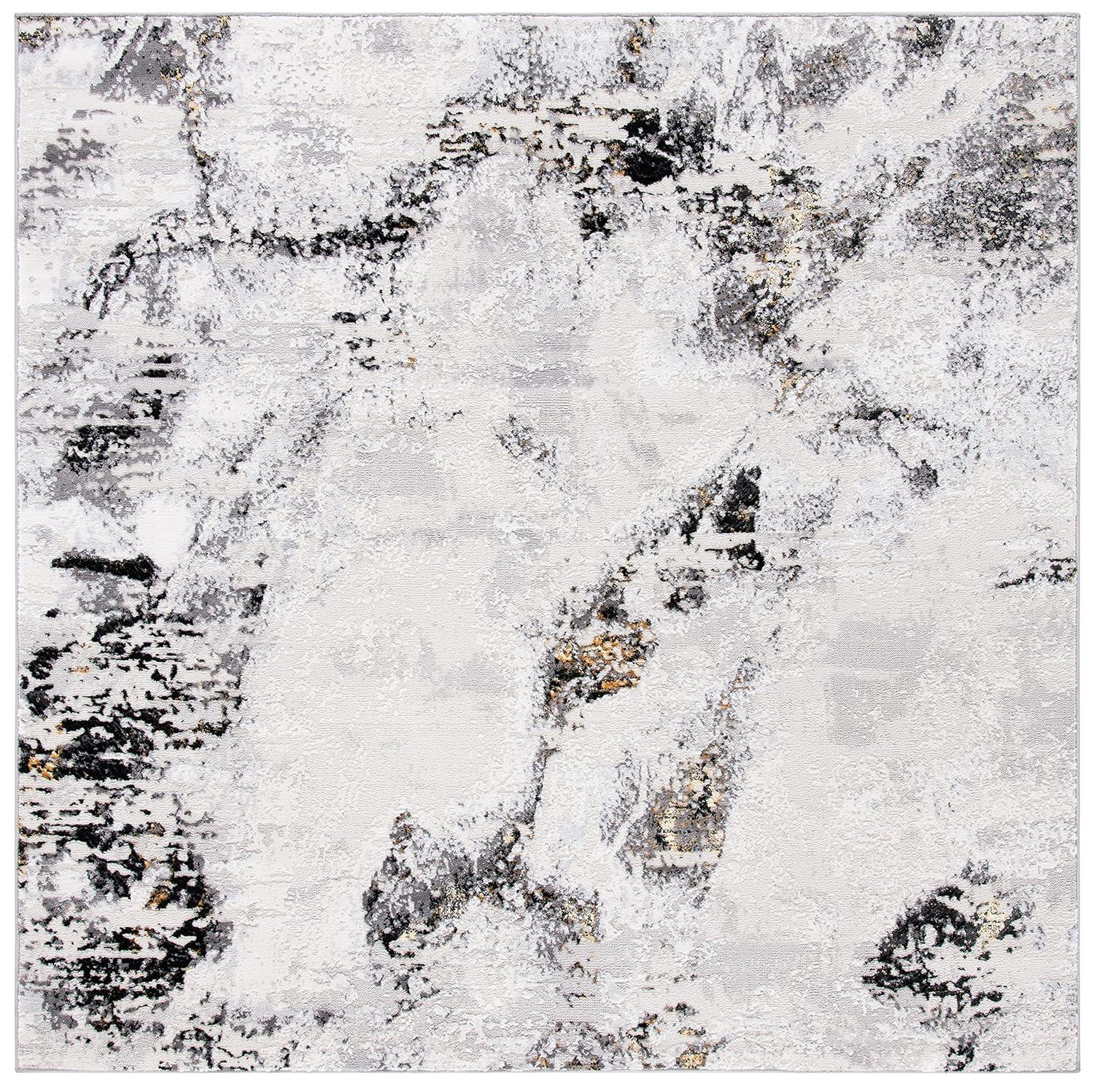 Amelia ALA232 Power Loomed Area Rug - Grey/Gold - 6'7"x6'7" - Safavieh.