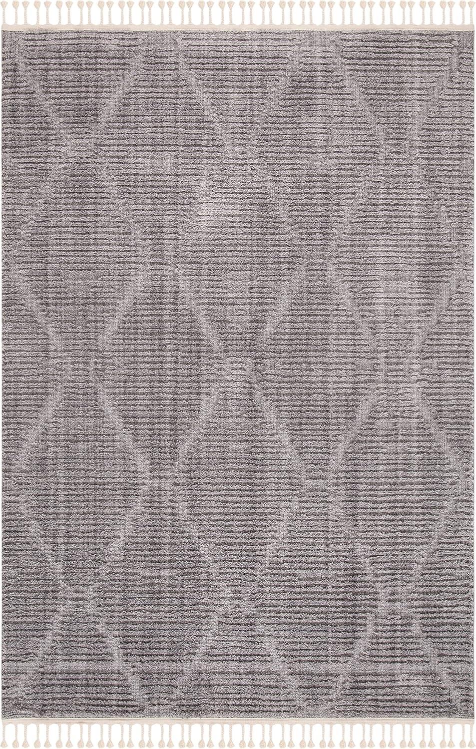 Gray Diamond Moroccan Boho Wool Area Rug