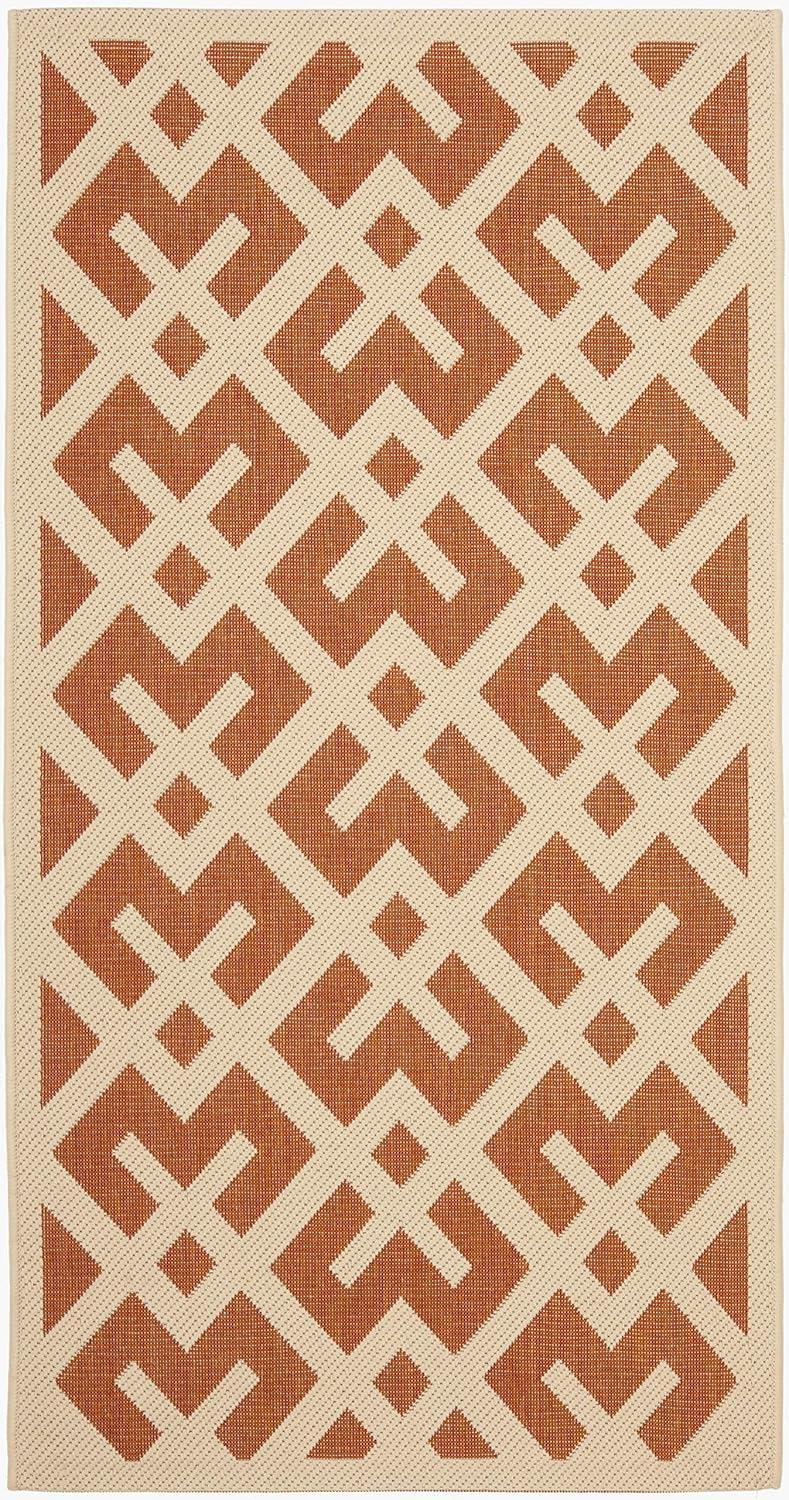 Terracotta and Bone Chic Indoor/Outdoor Area Rug, 31x4